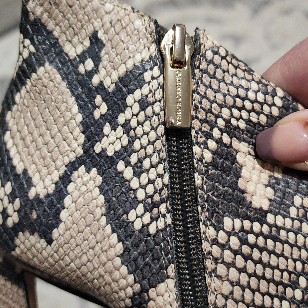 Vince Camuto Beige and Black Snakeskin Ankle Booties - Picture 10 of 11